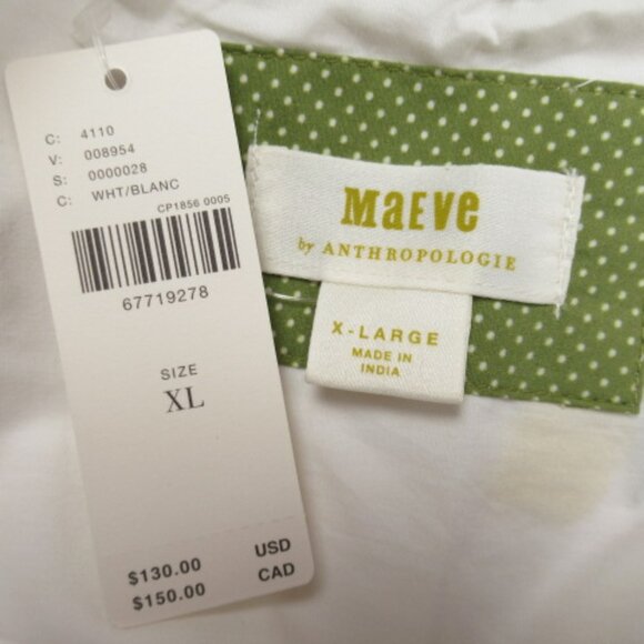 Anthropologie Maeve Embroidered Button Down Blouse White XL - Picture 13 of 13